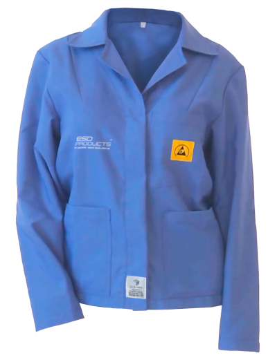 ESD Jacket 1/3 Length ESD Smock Light Blue Female L Antistatic Clothing ESD Garment